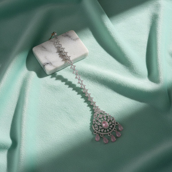 437436 Cubic Zirconia Classic Tikka With Rhodium Plating