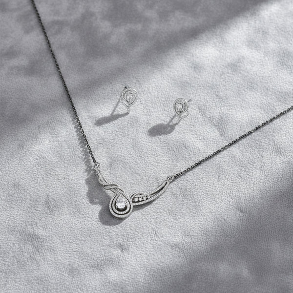 437459 Cz Classic Mangalsutra With 2 Tone Rhodium Plating