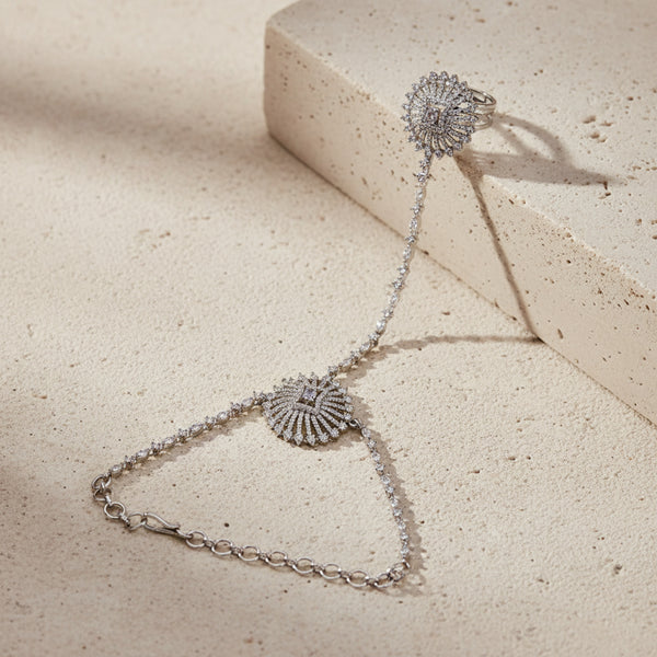 437467 Cubic Zirconia Classic Hath Pan With 2 Tone Rhodium Plating