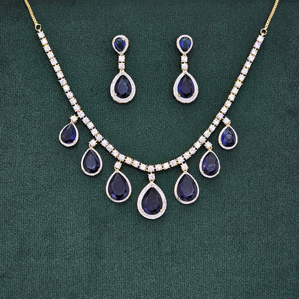 437505 Cubic Zirconia Classic Necklace Set With 2 Tone Plating