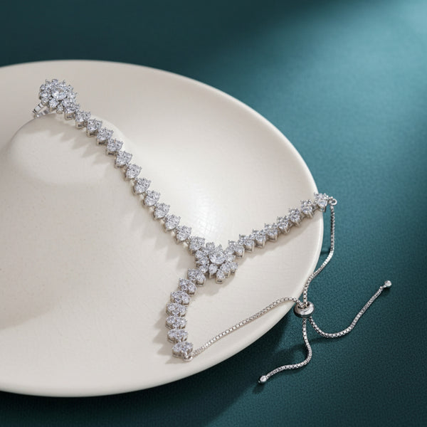 437524 Cubic Zirconia Classic Hath Pan With 2 Tone Rhodium Plating