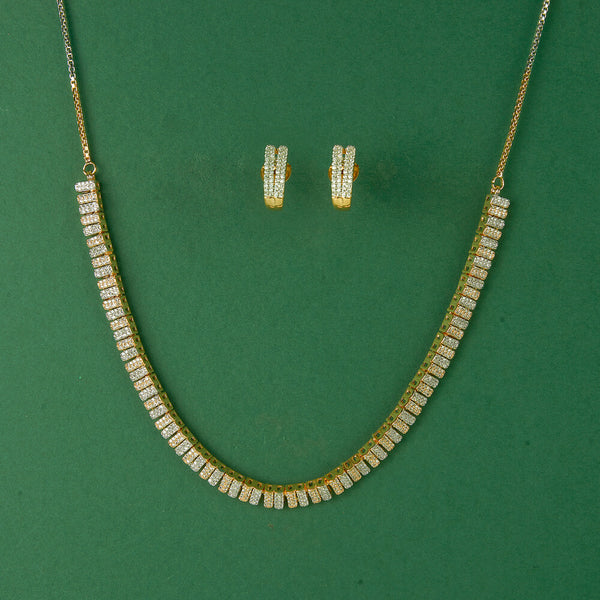 437557 Cz Delicate Necklace With 2 Tone Rhodium Plating