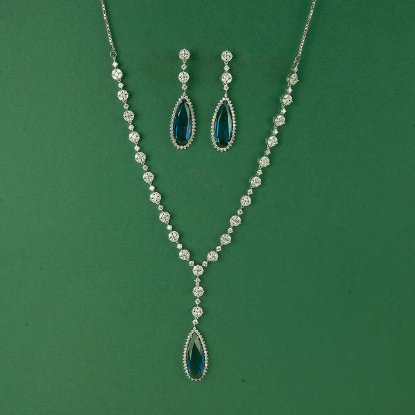 437559 Cz Delicate Necklace With Rhodium Plating