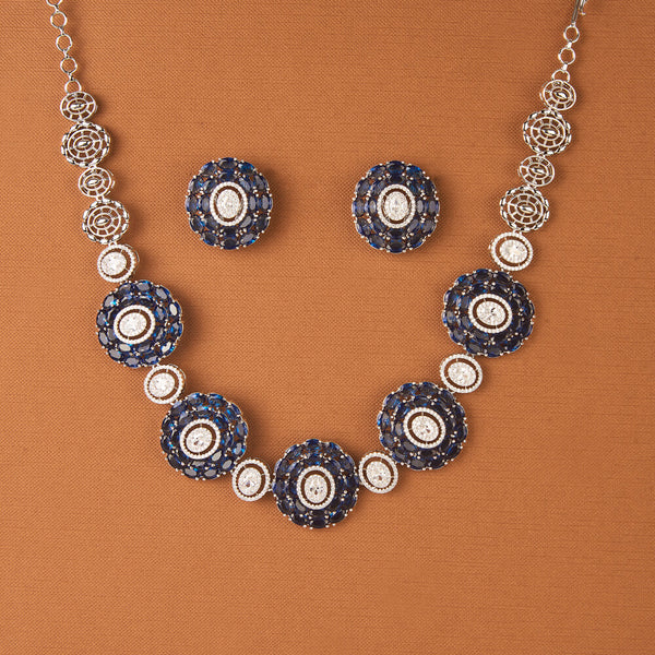 437626 Cz Classic Necklace With Rhodium Plating