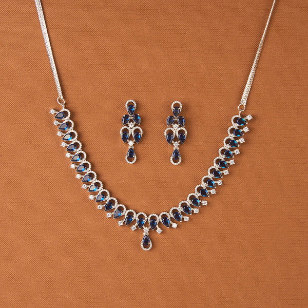 437631 Cz Classic Necklace With Rhodium Plating