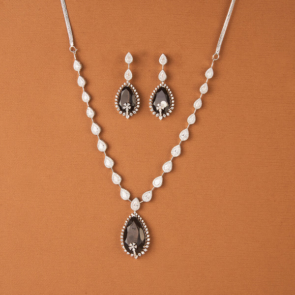 437633 Cz Delicate Necklace With Rhodium Plating