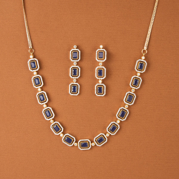 437635 Cz Classic Necklace With 2 Tone Plating