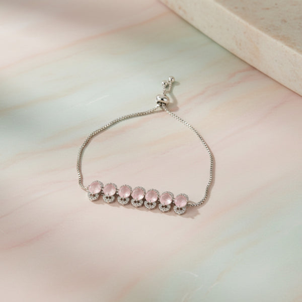 437731 Cubic Zirconia Adjustable Bracelet With Rhodium Plating