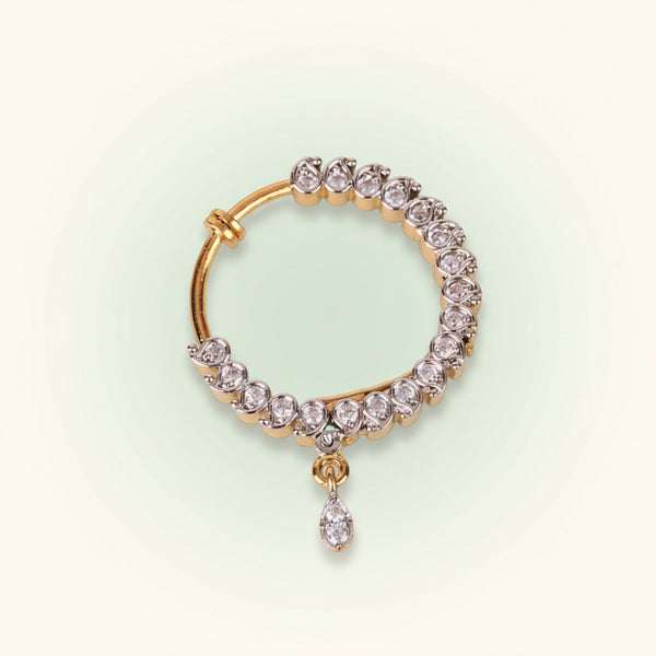 437752 Cubic Zirconia Classic Nose Ring With Gold 2 Tone Rhodium Plating