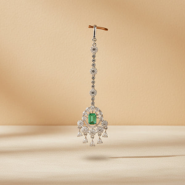 437781 Cubic Zirconia Classic Tikka With Rhodium Plating