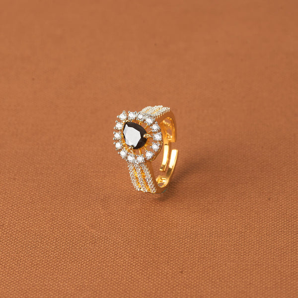 437784 Cubic Zirconia Adjustable Ring With 2 Tone Plating