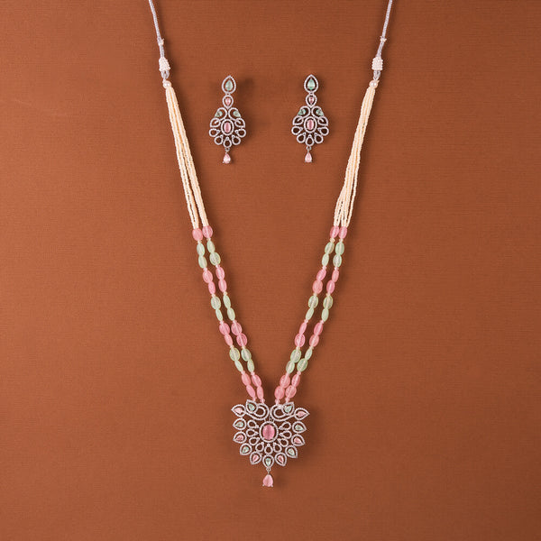 437843 Cubic Zirconia Classic Pendant Set With Rhodium Plating