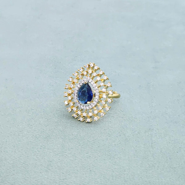 437851 Cz Adjustable Ring With 2 Tone Plating