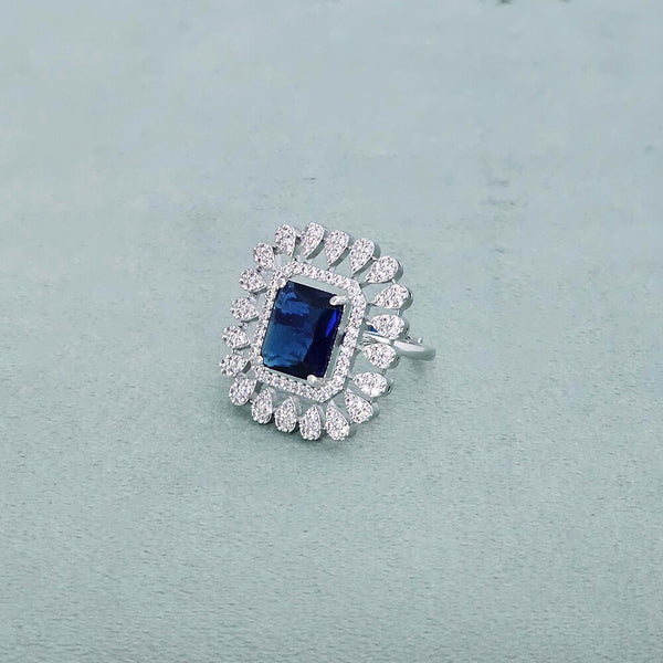 437853 Cz Classic Ring With Rhodium Plating