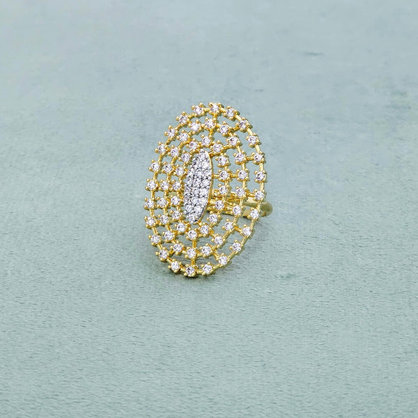 437856 Cz Classic Ring With Rhodium 2 Tone Plating