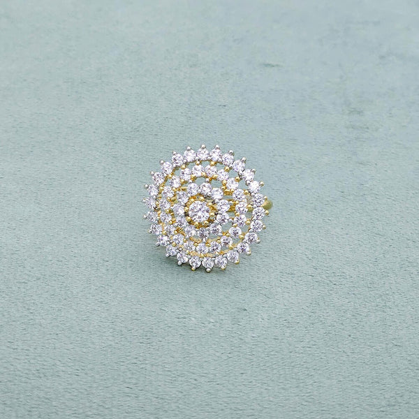 437857 Cz Adjustable Ring With Rhodium 2 Tone Plating