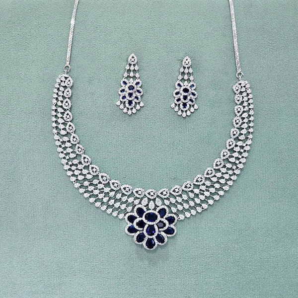 437858 Cz Classic Necklace With Rhodium Plating