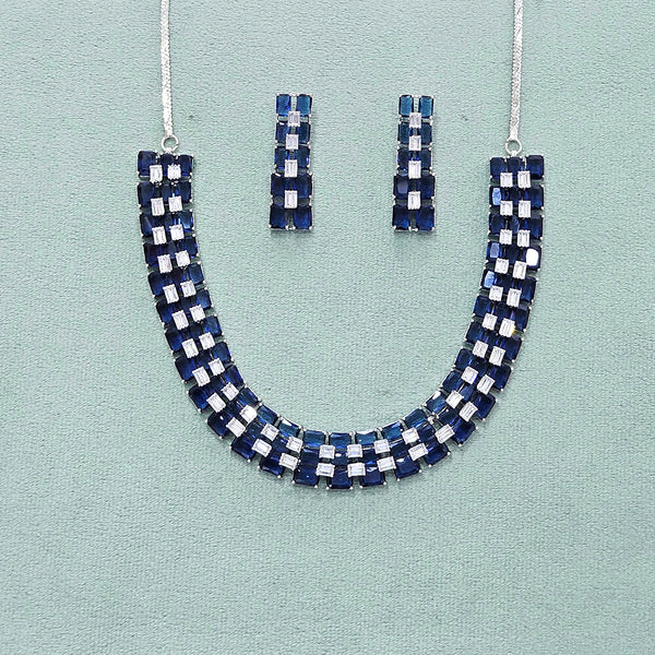 437868 Cz Classic Necklace With Rhodium Plating