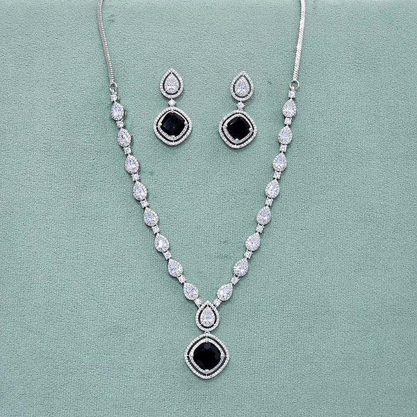 437870 Cz Classic Necklace With Rhodium Plating