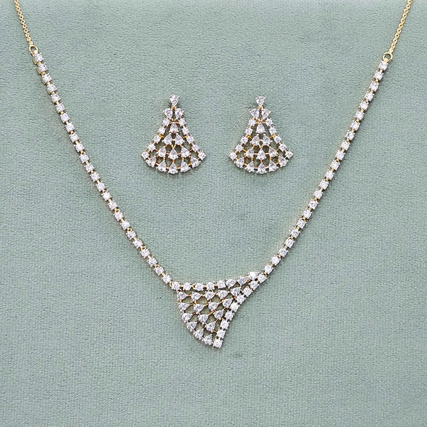 437872 Cz Classic Necklace With 2 Tone Plating