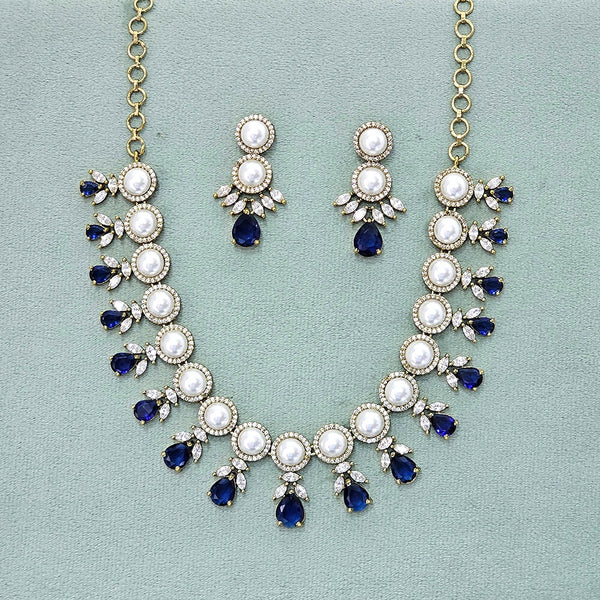 437876 Cz Classic Necklace With Mehndi Plating