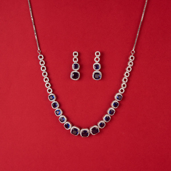 437882 Cubic Zirconia Classic Necklace With Rhodium Plating