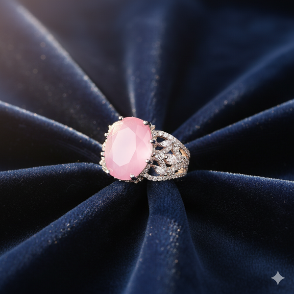 437885 Cubic Zirconia Adjustable Ring With Rhodium Plating