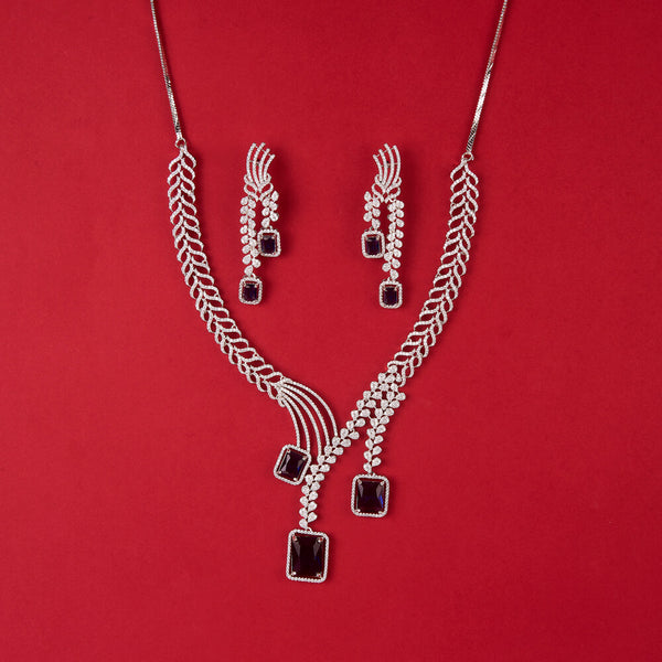 437902 Cubic Zirconia Classic Necklace With Rhodium Plating