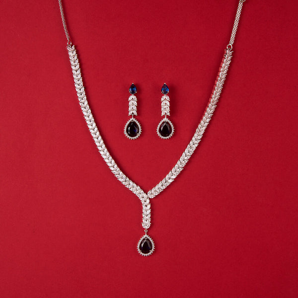 437908 Cubic Zirconia Classic Necklace With Rhodium Plating