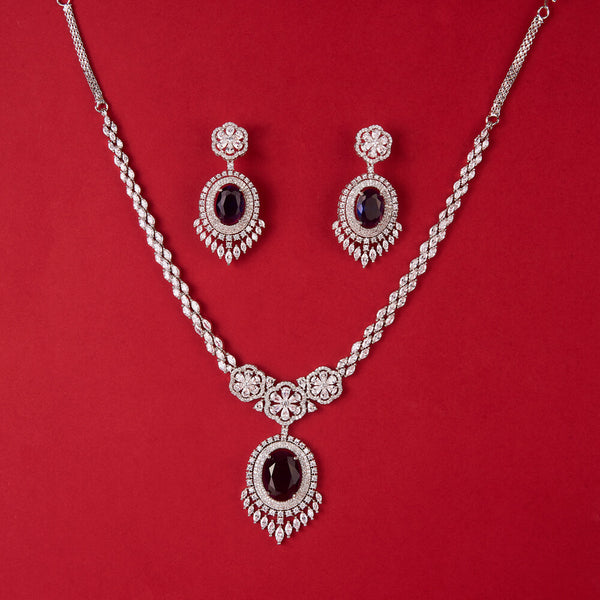 437909 Cubic Zirconia Classic Necklace With Rhodium Plating