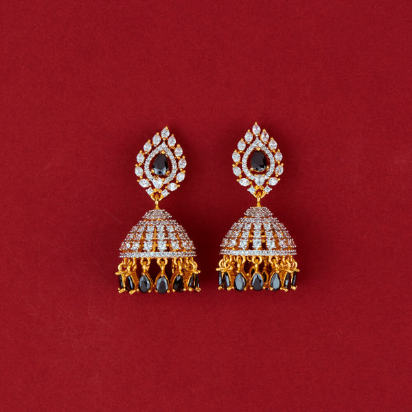 437925 Cubic Zirconia Classic Jhumki With 2 Tone Plating