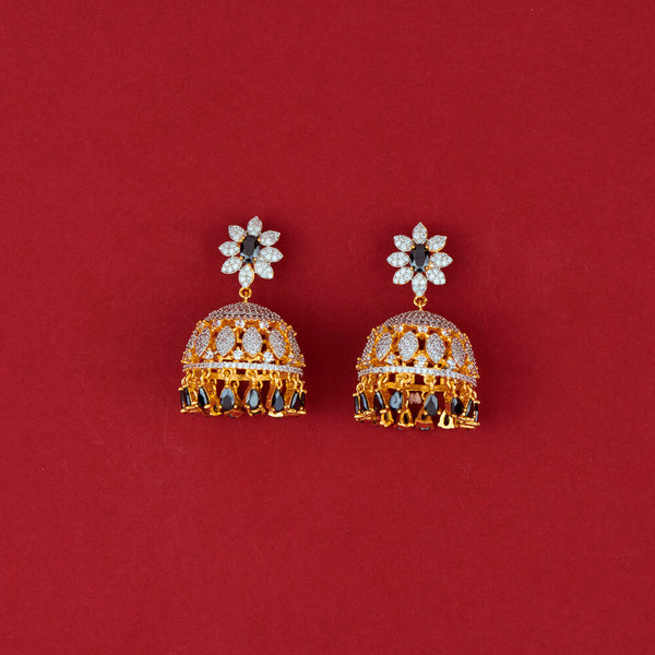 437926 Cubic Zirconia Classic Jhumki With 2 Tone Plating