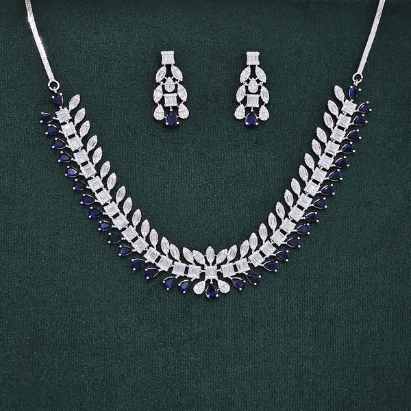 437957 Cubic Zirconia Classic Necklace With Rhodium Plating