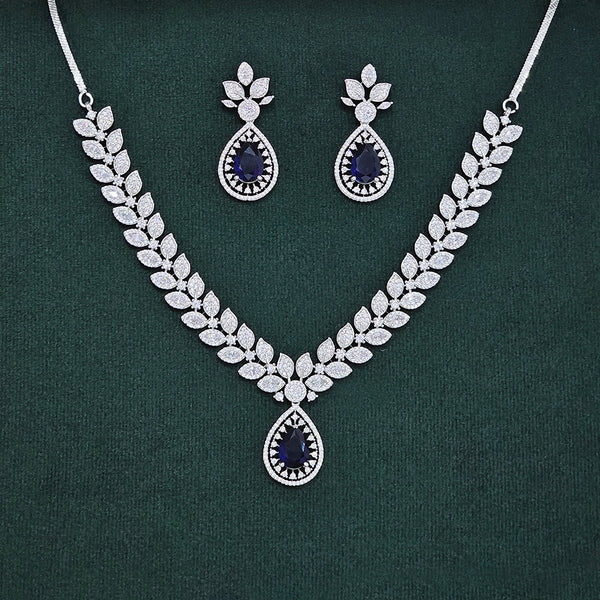 437958 Cubic Zirconia Classic Necklace With Rhodium Plating