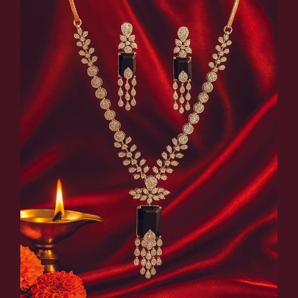 437960 Cz Classic Necklace With Rhodium Plating