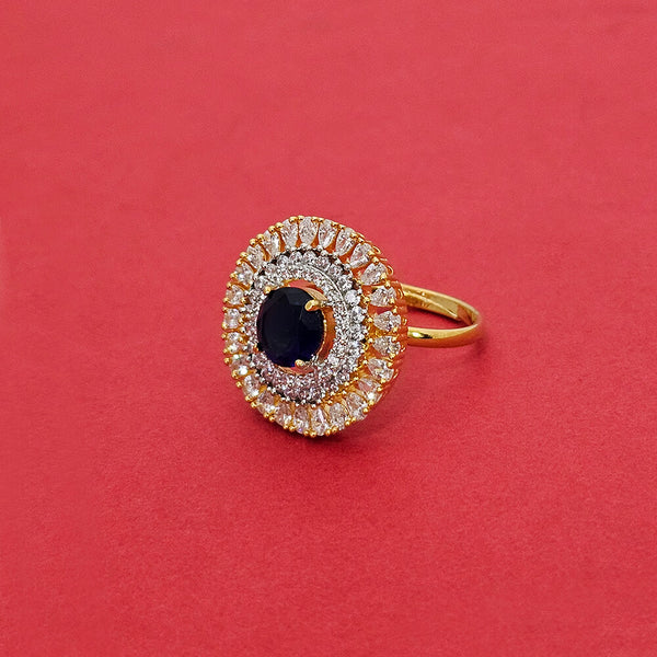 437968 Cz Classic Ring With 2 Tone Plating