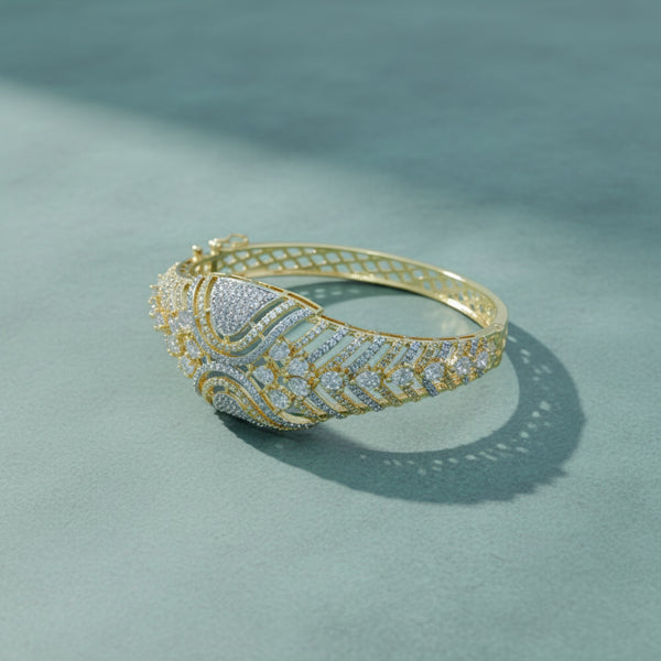 437969 Cz Classic Kada With 2 Tone Rhodium Plating