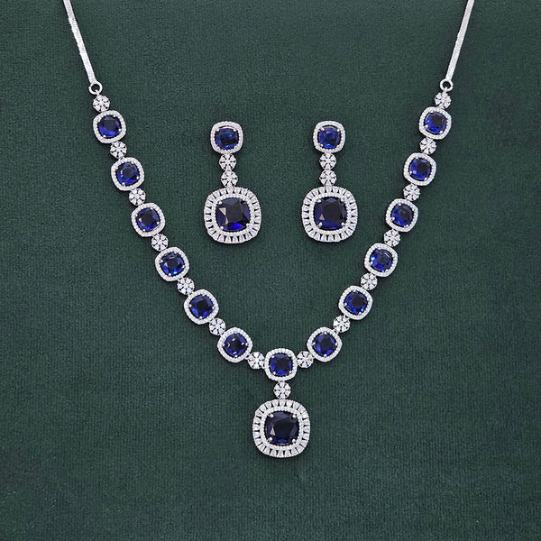 437987 Cubic Zirconia Classic Necklace With Rhodium Plating