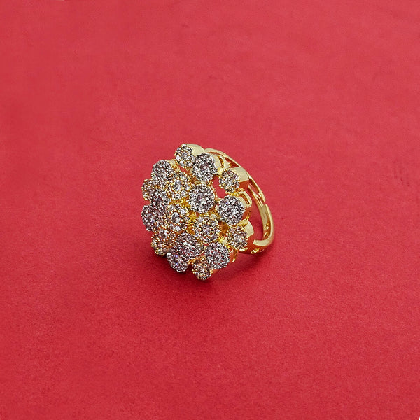 437990 Cz Classic Ring With 2 Tone Rhodium Plating