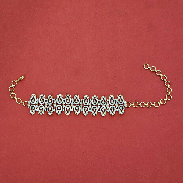 438021 Cz Classic Bracelet With 2 Tone Rhodium Plating