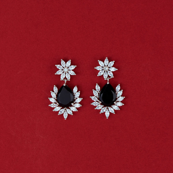 438059 Cubic Zirconia Classic Earring With Rhodium Plating