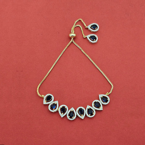 438074 Cz Adjustable Bracelet With 2 Tone Plating