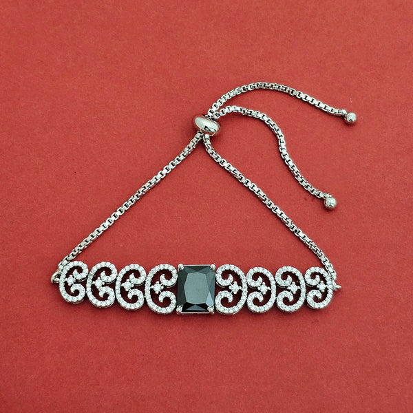 438075 Cz Adjustable Bracelet With Rhodium Plating