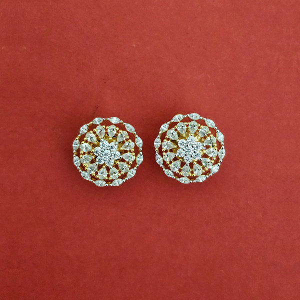 438088 Cz Delicate Tops With Mehndi 2 Tone Rhodium Plating