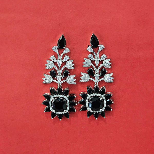 438092 Cz Classic Earring With Rhodium Plating