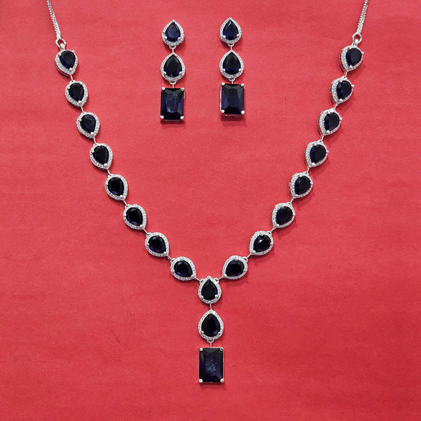 438094 Cz Classic Necklace With Rhodium Plating