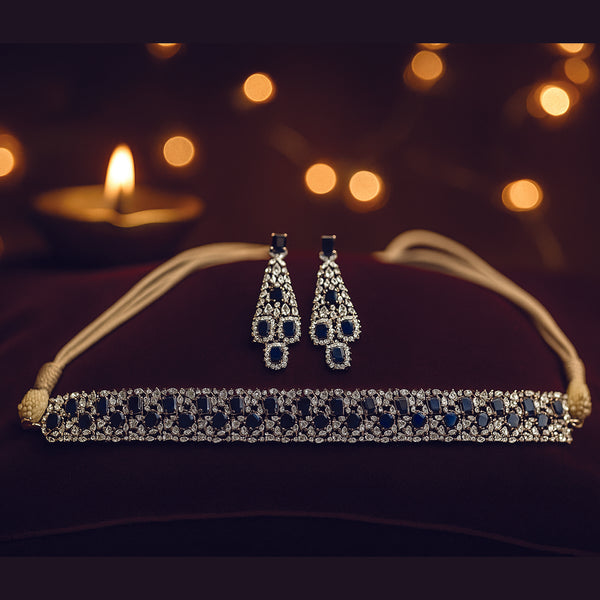 438095 Cz Classic Necklace With Rhodium Plating