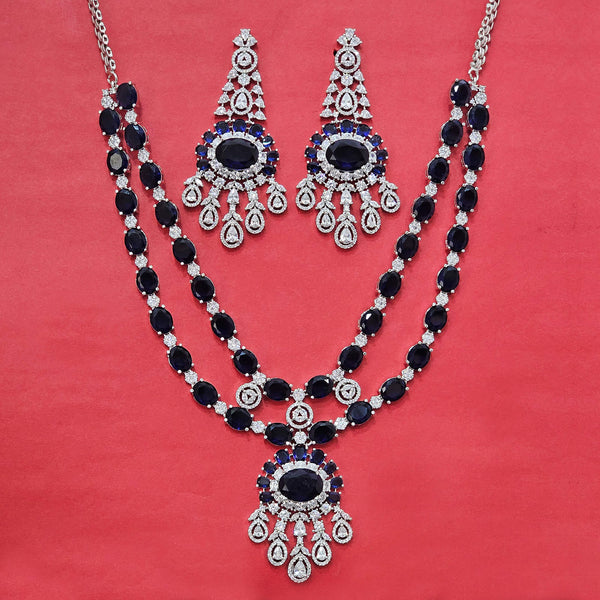 438096 Cz Classic Necklace With Rhodium Plating