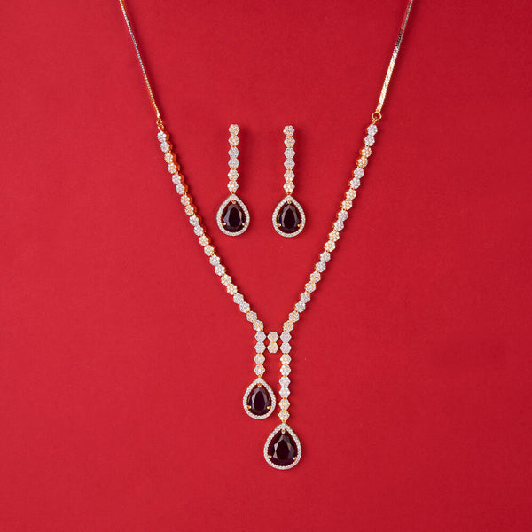 438098 Cz Classic Necklace With 2 Tone Plating