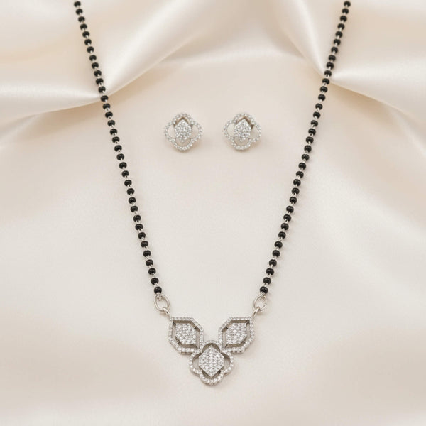438106 Cz Classic Mangalsutra With 2 Tone Rhodium Plating